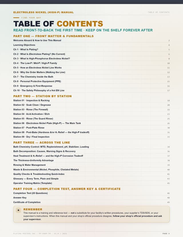 Electroless Nickel (High Phosphorus) — The Complete Training Manual — sample page 3