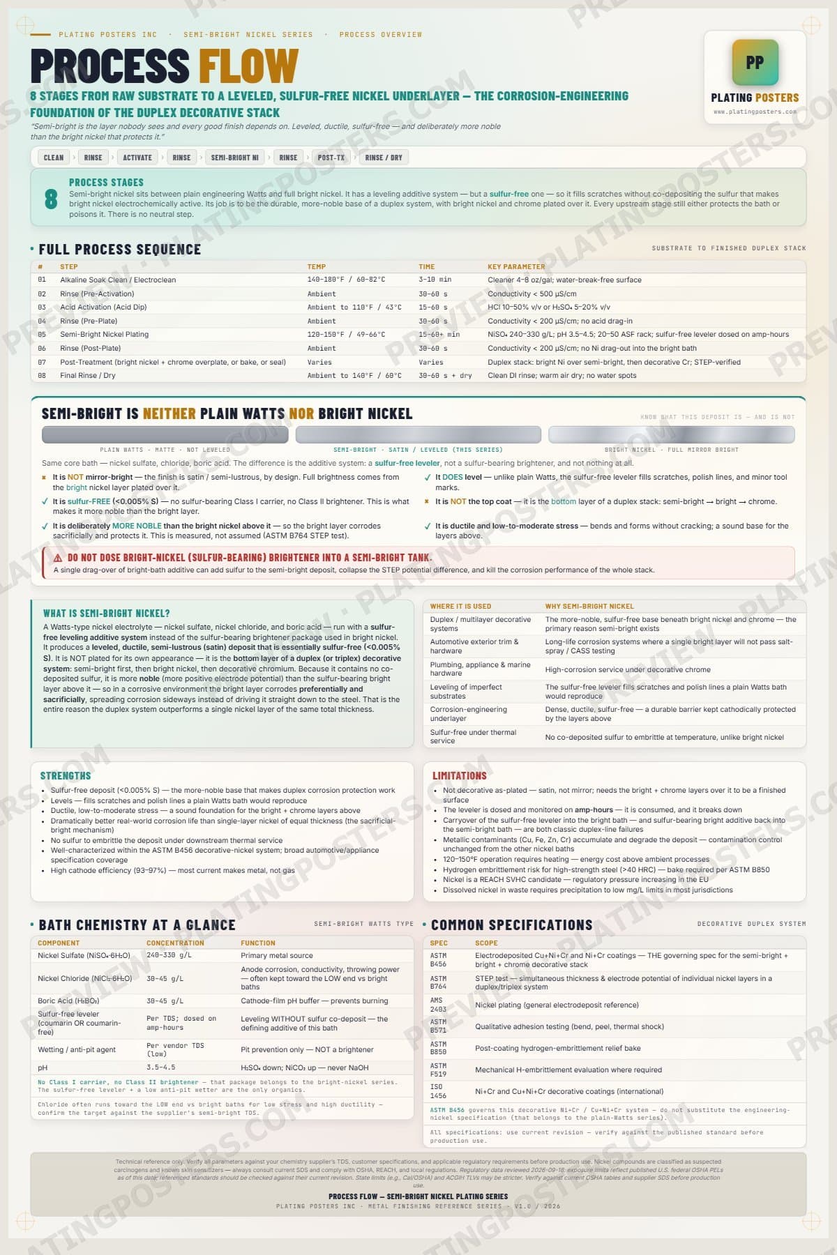 Semi-Bright Nickel — Process Flow — light edition